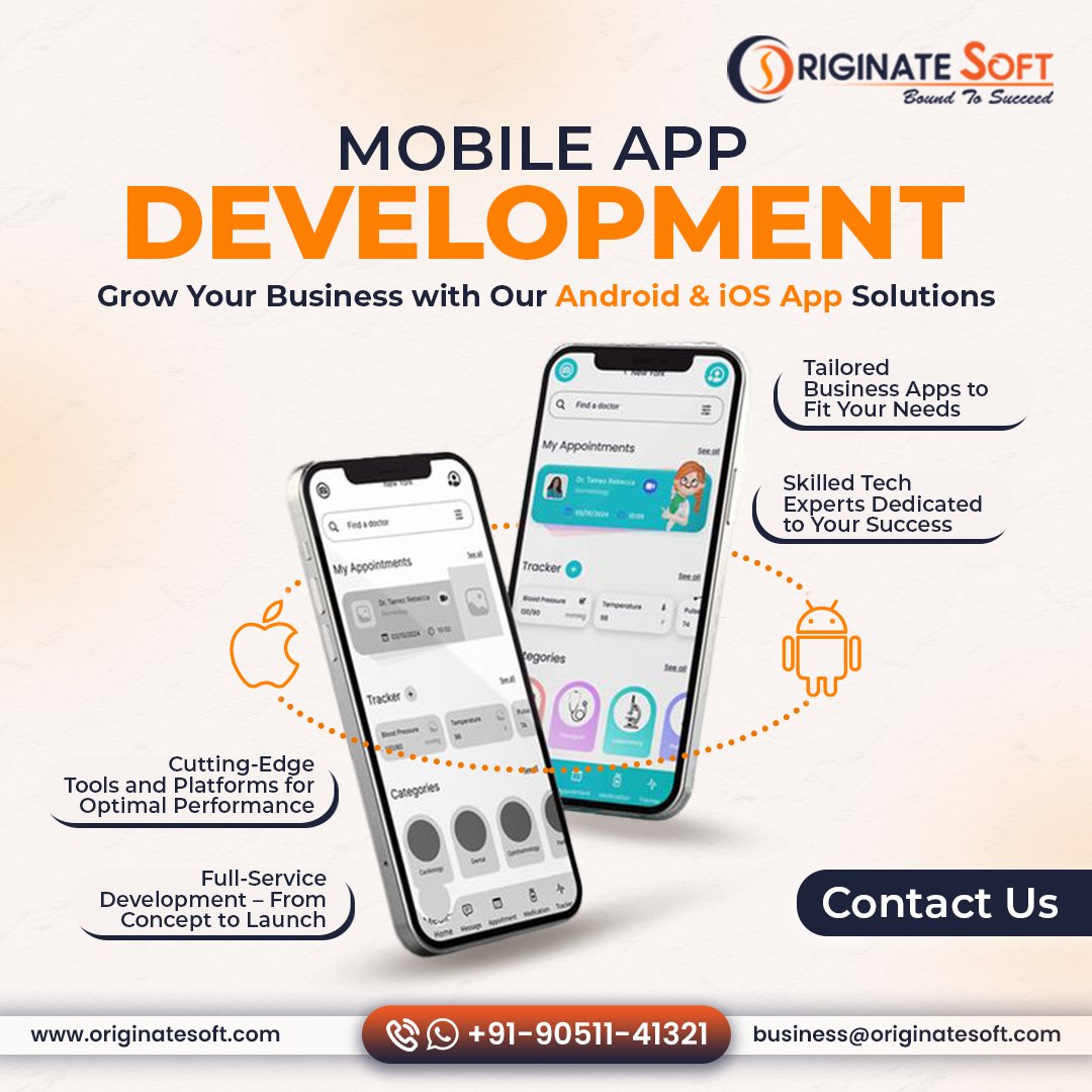 originatesoft_'s tweet image. 🚀 Transform Your Business with a #CustomMobileApp!

Looking for powerful Android &amp;amp; iOS app solutions? #OriginateSoft delivers cutting-edge mobile app development tailored to your business needs. From concept to launch, we ensure a seamless experience with skilled tech experts.