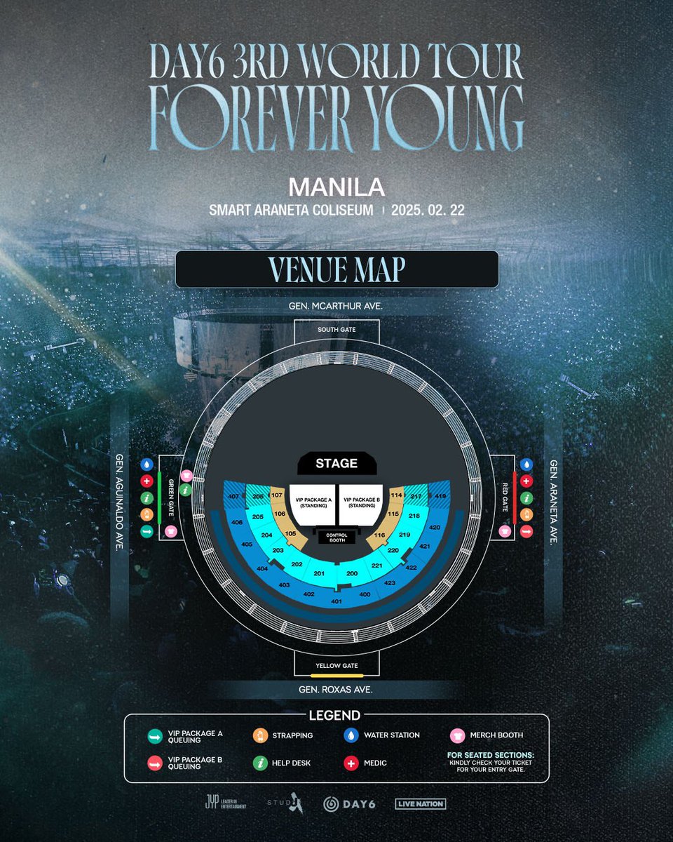 livenationph's tweet image. My Day, are you ready for DAY6 3RD WORLD TOUR &amp;lt;FOREVER YOUNG&amp;gt; in MANILA? Get ready for the concert by checking the event schedule and venue map before concert day.

Queuing link: day6manila2025.ticketnet.com.ph

#DAY6 #데이식스 
#DAY6_3RD_WORLDTOUR 
#FOREVER_YOUNG 
#Band_Aid 
#녹아내려요