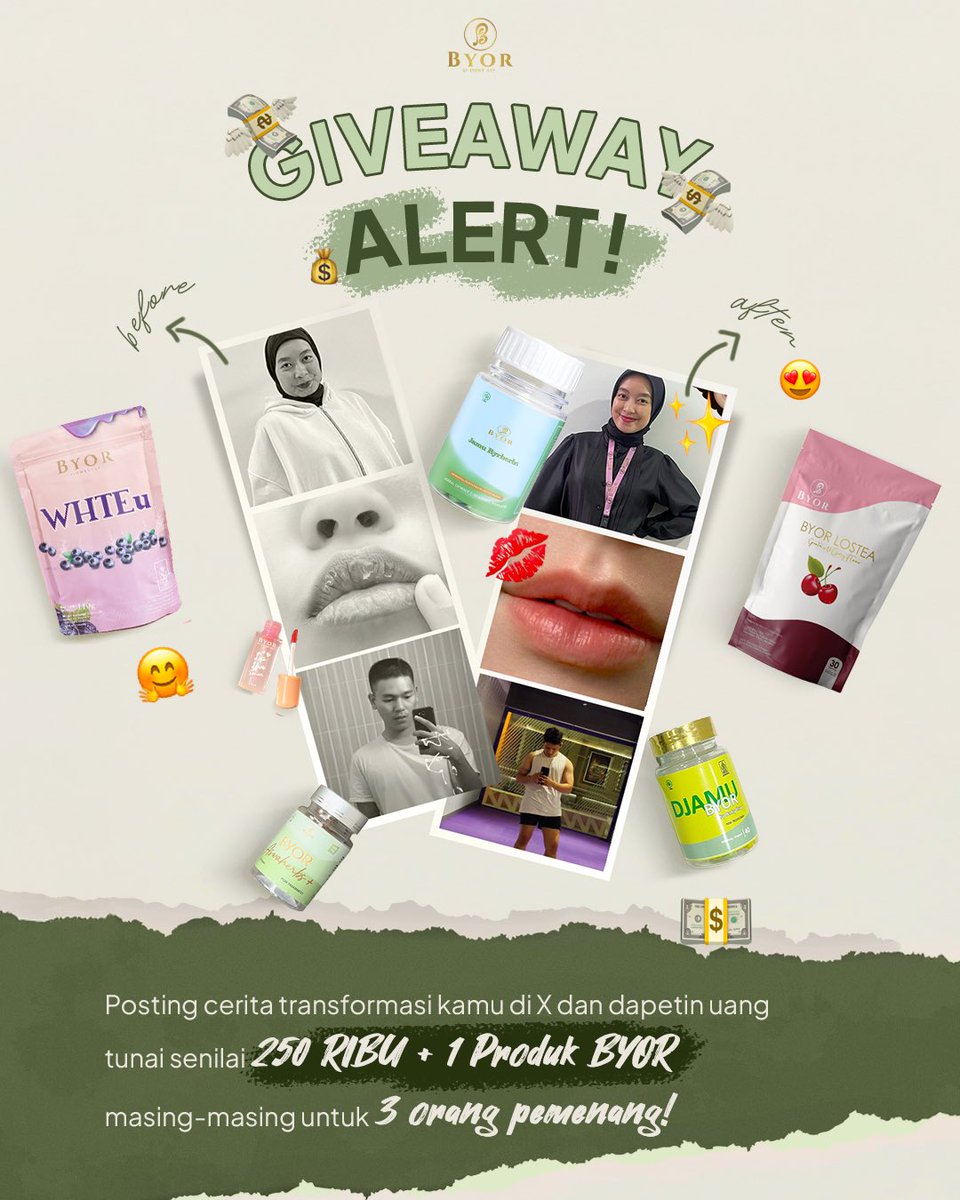 officialbyor's tweet photo. ✨ BAGI-BAGI UANG TUNAI DAN PRODUK BYOR  ✨

Siapa yang udah nungguin giveaway BYOR? 👀 Kali ini hadiahnya uang tunai 250rb 💸 dan produk BYOR loh! 😝 Khusus 3 pemenang aja yaaa ByorBestie! 🤩👀

Cont >>>> https://t.co/jMjWgpkqtF