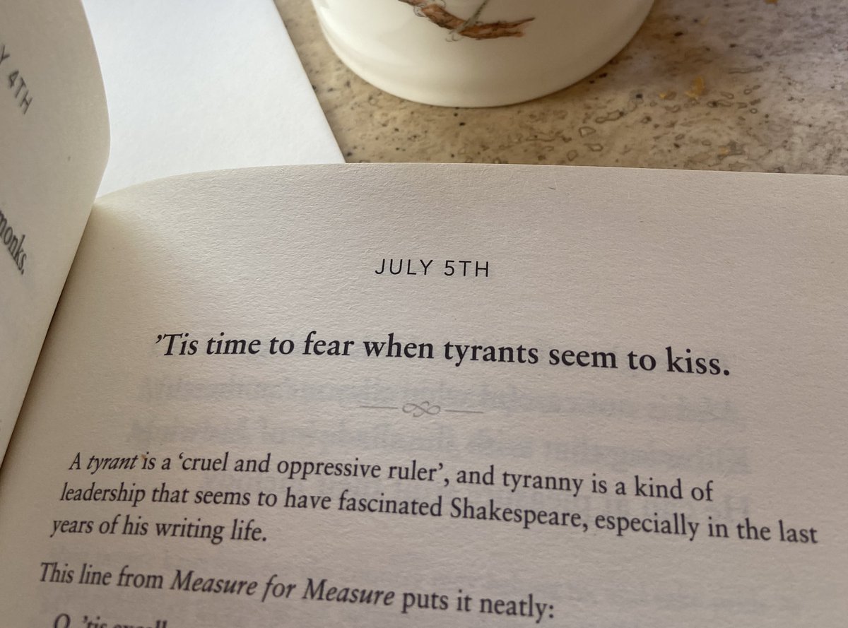 An alarmingly relevant quote from
Pericles in  a marvellous book given to me by my daughter today, “Everyday Shakespeare: Lines for Life”