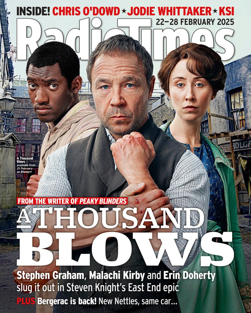 In this week's issue of Radio Times, the stars of the latest Steven Knight drama A Thousand Blows – Stephen Graham, Erin Doherty and Malachi Kirby – come out fighting. 

Plus:

🥊 The new drama Dope Girls brings to life the era of clubs and crime in post-First World War London