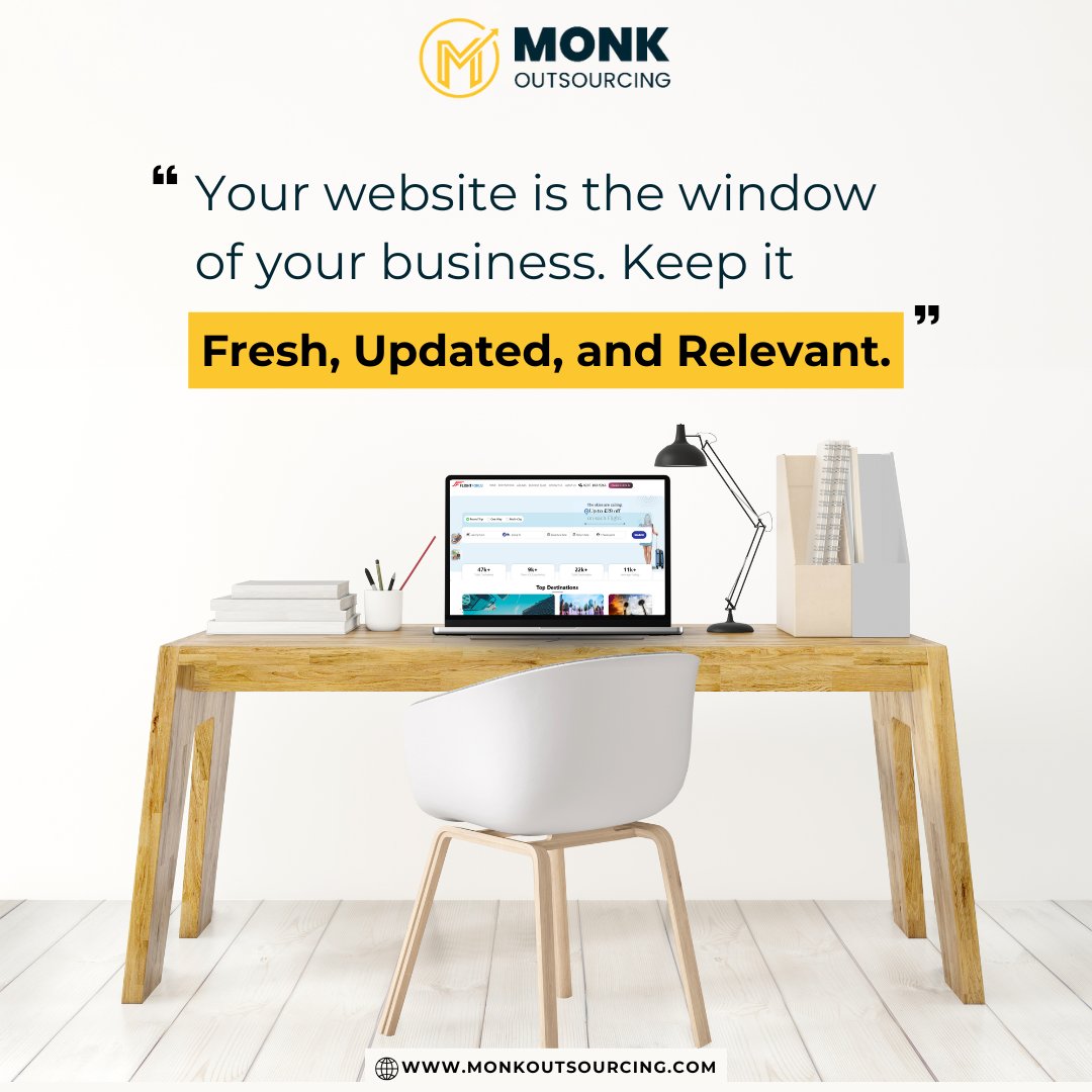 monkoutsourcing's tweet image. Your website is the window to your business! Make sure it’s always fresh, updated, and relevant to keep your audience engaged. Stay ahead and let your digital presence shine!

🌐 Visit: monkoutsourcing.com
📞 US: +1-307-218-0394 | UK: 0207-183-5625 

#WebsiteDesign #Webquote