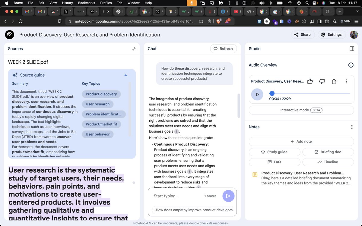 This is wild! 🤯

You can drop up to 50 text sources into Notebook AI, and boom—it gives you a full summary.  You can even ask it questions, and it’ll pull answers with sources!

Oh, and it can even turn all that info into a podcast. AI is getting crazy! 😆🔥 #ALX_AiSK