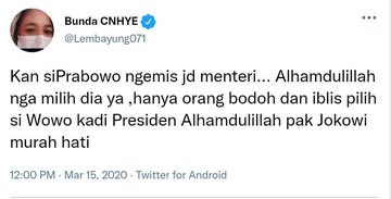 realfedinuril's tweet photo. @Lembayung071 Ya, udah. Supaya gue gak dikira amnesia, kasih lihat aja bukti janji gue daripada malah lo yang jadi orang bodoh dan iblis tukang fitnah. 
Cc @prabowo https://t.co/Hh1jX5MuZR