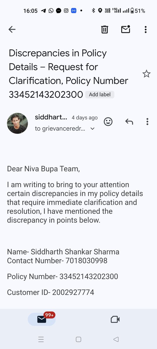 sid_1711's tweet photo. @Niva_Bupa  multiple mistakes in proposal from after 2 years of policy, no response from grievance redressal and no solution from customer support https://t.co/NgfA1DpnOo