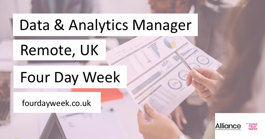 Four_day_week's tweet image. We are working with @Alliancemag to help them fill their Data &amp;amp; Analytics Manager role. This is a four-day week, remote role. 

Find out more about this role here: tinyurl.com/4mjms9a6

#4dayweek #analyticsmanager #datamanager #UKjobs #jobsearch #vacancy #jobadvert #hiring