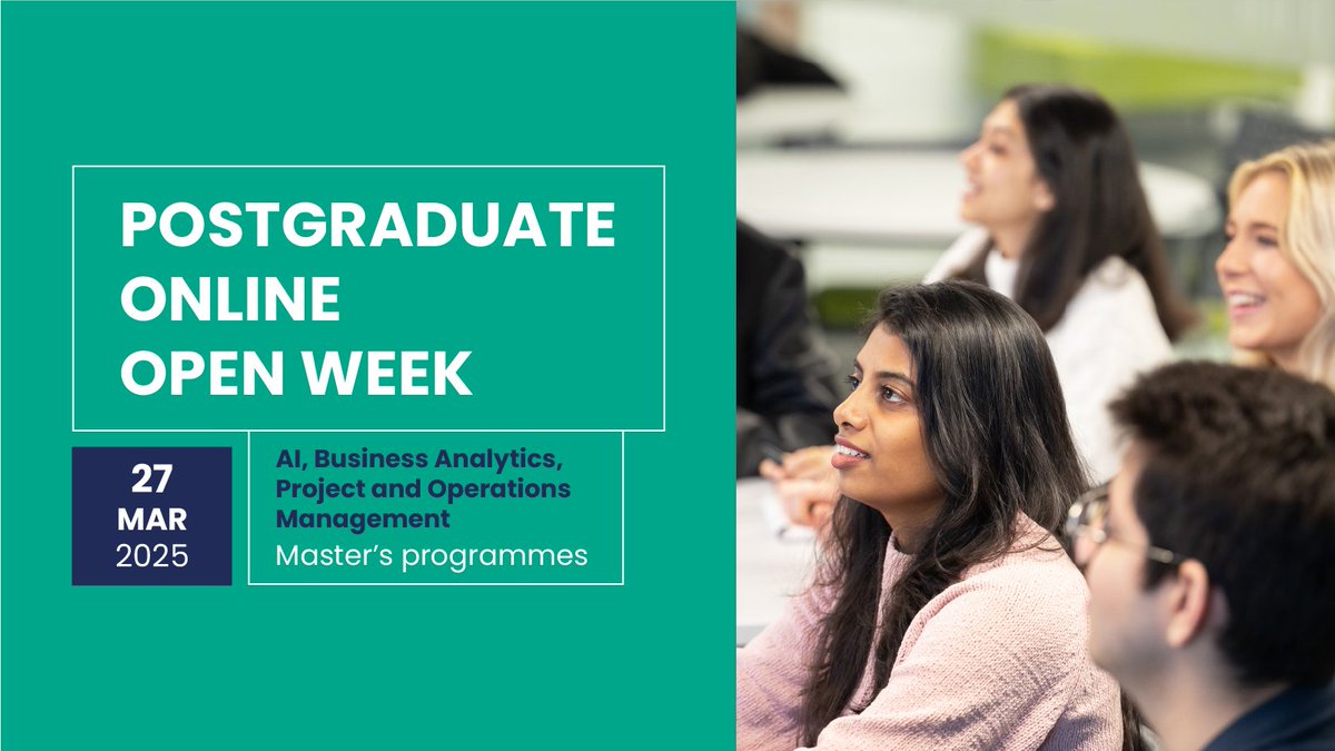 Join our #Postgraduate #OpenWeek #webinar to find out more about the #AI, #BusinessAnalytics, and Project and #OperationsManagement #Masters programmes at the <a href="/LivUni/">University of Liverpool</a> Management School.
📅Thu 27 Mar
🕛1pm (UK time)

Sign up ⬇️
shorturl.at/ekTIT
