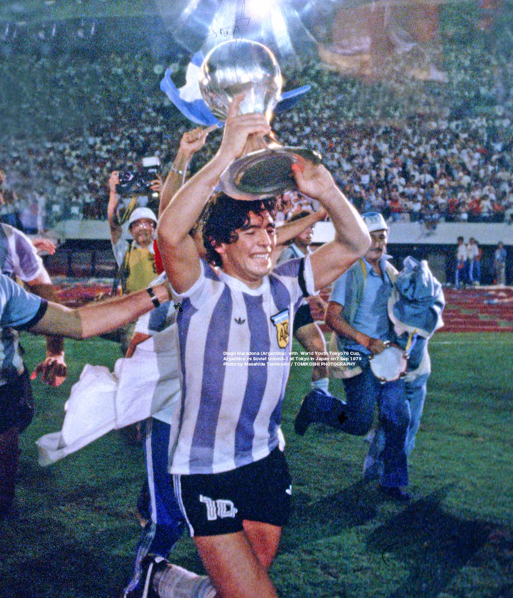 Diego Maradona (Argentina)  with the Cup World Youth Tokyo79 
Argentina vs Soviet Union3-1 at Tokyo in Japan on7 Sep 1979   
Photo by Masahide Tomikoshi / TOMIKOSHI PHOTOGRAPHY