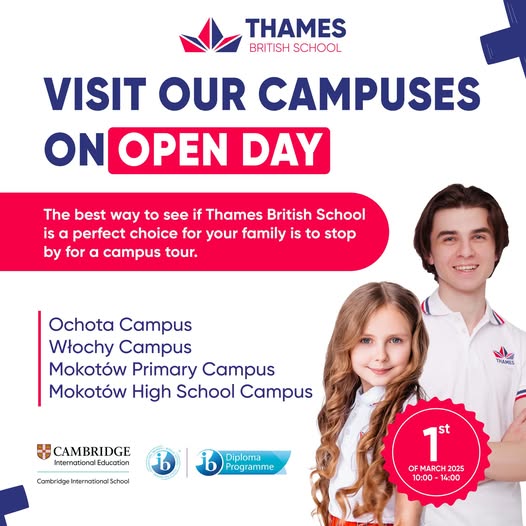 IntSchoolSearch's tweet image. Visit @TBS_Warsaw's 4 campuses for their #OpenDay on the 1st March 2025! Register here to secure your attendance: bitly.thamesbritishschool.pl/4jGytRf