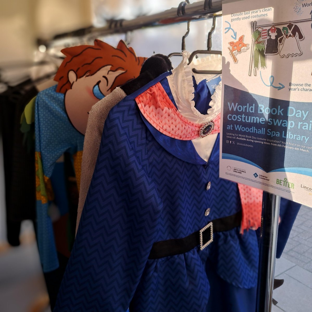 lincslibraries's tweet image. Have you got your #WorldBookDay costume sorted yet? We have costume swap rails at all 14 of our core libraries until March 6th Bring along gently used past costumes to swap for something ‘new to you’ for your child . 
#ACEFunded
#LibrariesConnected
better.org.uk/library/news/w…