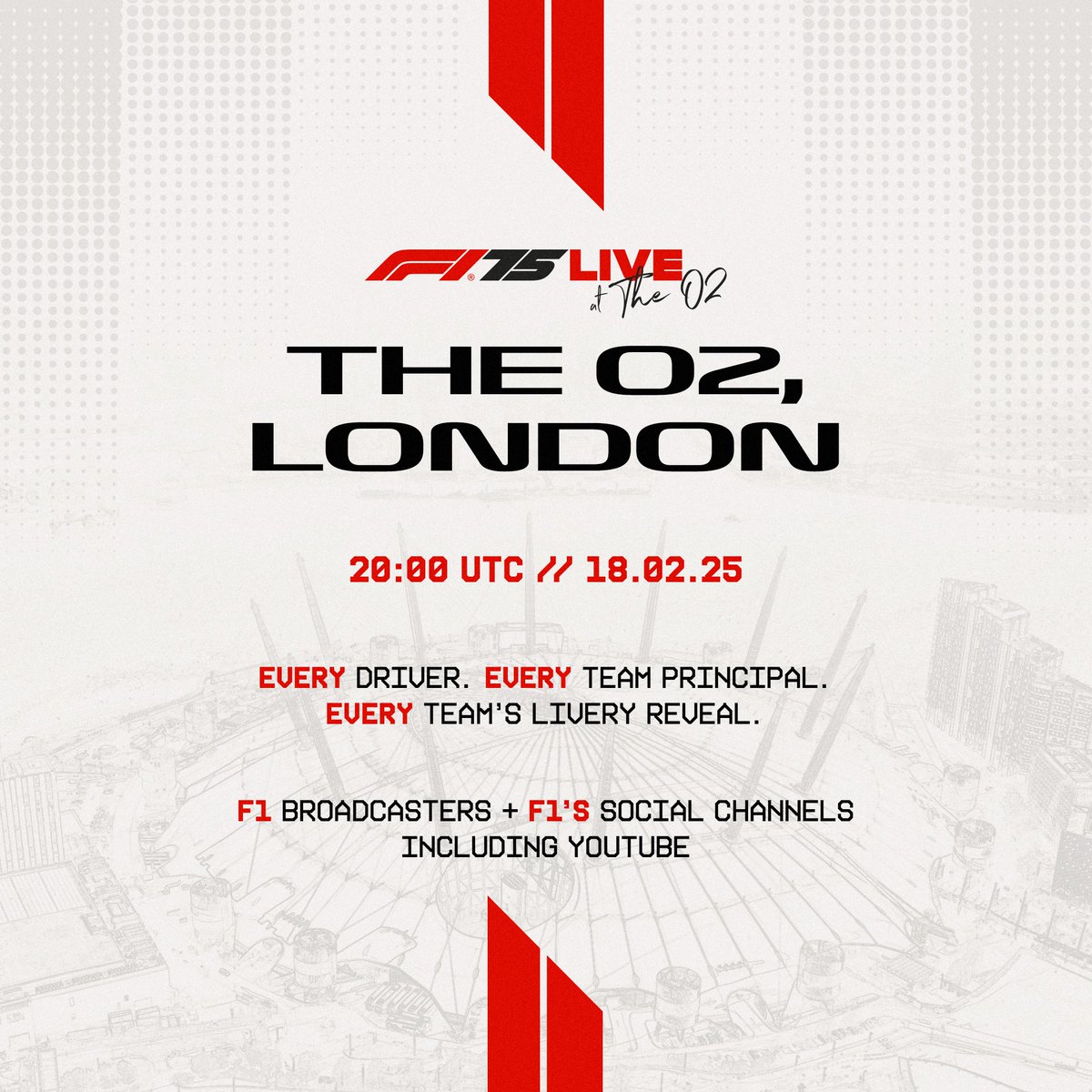 F1's tweet photo. All you need to know about today's epic #F175LIVE event, including where to watch along 📺👇
