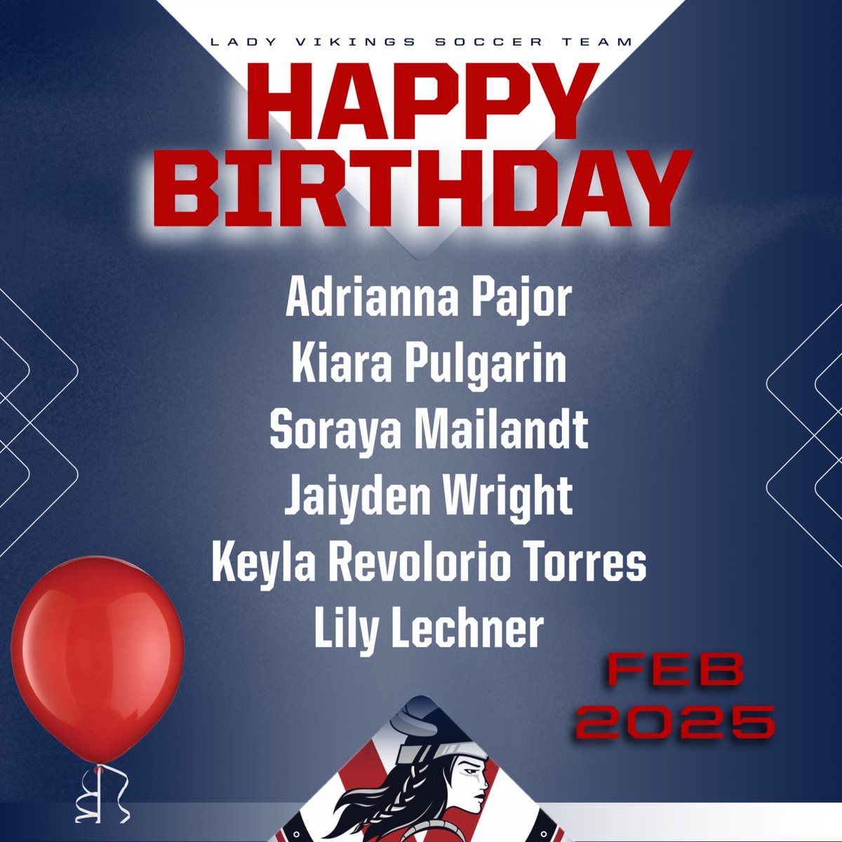 Happy birthday to our February Lady Vikes!! 

We appreciate you all and the hard work you put in this season. Hope you have an amazing birthday ladies!

🥳🥳🥳

#ladyvikingssoccer #vaka #februarybirthday