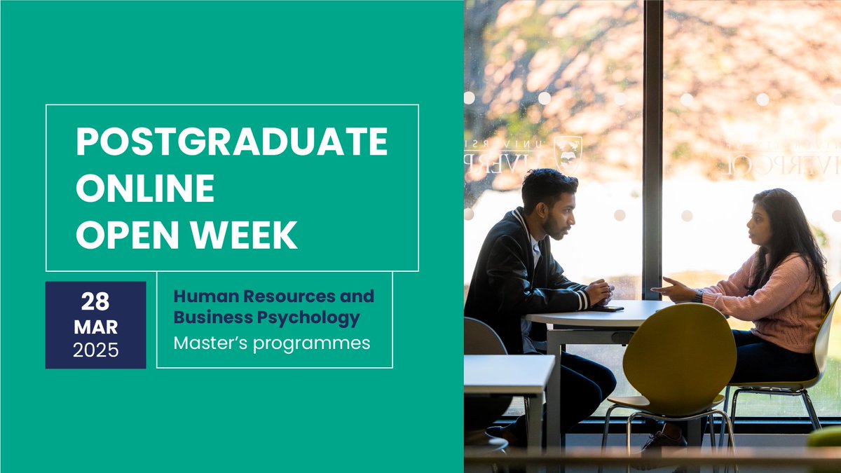 ⚙️Passionate about enhancing #EmployeeWellbeing and performance?

Join our #Postgraduate #OpenWeek #webinar to find out more about the #HR and #BusinessPsychologyMasters programmes at <a href="/LivUni/">University of Liverpool</a> Management School
📅Fri 28 Mar
🕛12pm (UK time)

Sign up ⬇️
shorturl.at/ekTIT
