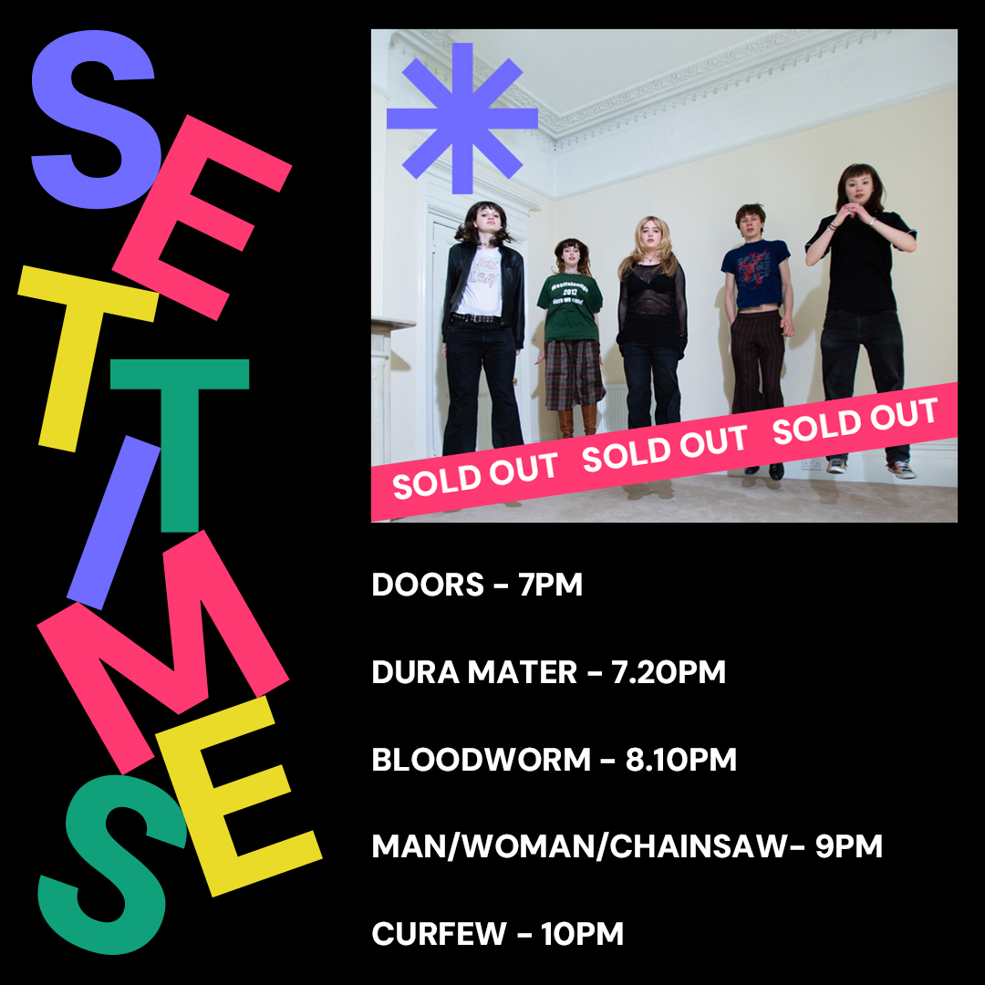 SET TIMES

Woahhh! It's a biggun tonight. @mwctalks in the house, alongside killer supports <a href="/bloodworm_band/">Bloodworm</a> and Dura Mater. 

It's a sellout so lucky ticket holders, we'll see ya there.

Indie Wednesdays afterwards until 3am anorl! 🎸