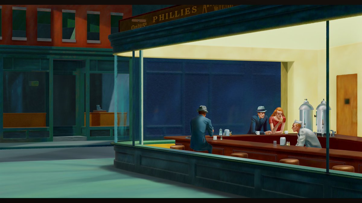 My reinterpretation of 'Nighthawks' (1942) by Edward Hopper. Made in Dreams.

#MadeInDreams #DreamsPS4 #DreamsPS5 #EdwardHopper #Nighthawks #Tribute #Art

<a href="/artinstitutechi/">The Art Institute of Chicago</a>