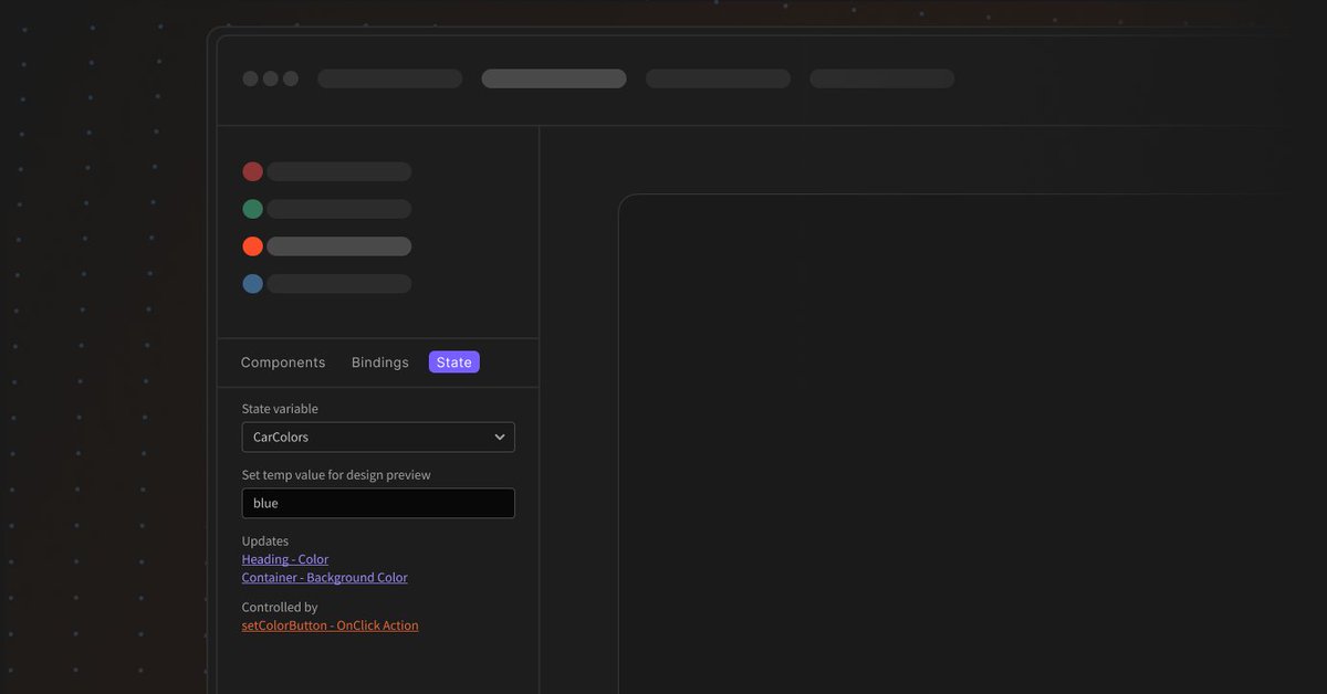 New feature alert 🚨
 
The new state panel makes it quick and easy to see what state has been set on a specific screen and where it's being used.
 
eu1.hubs.ly/H0gt47x0