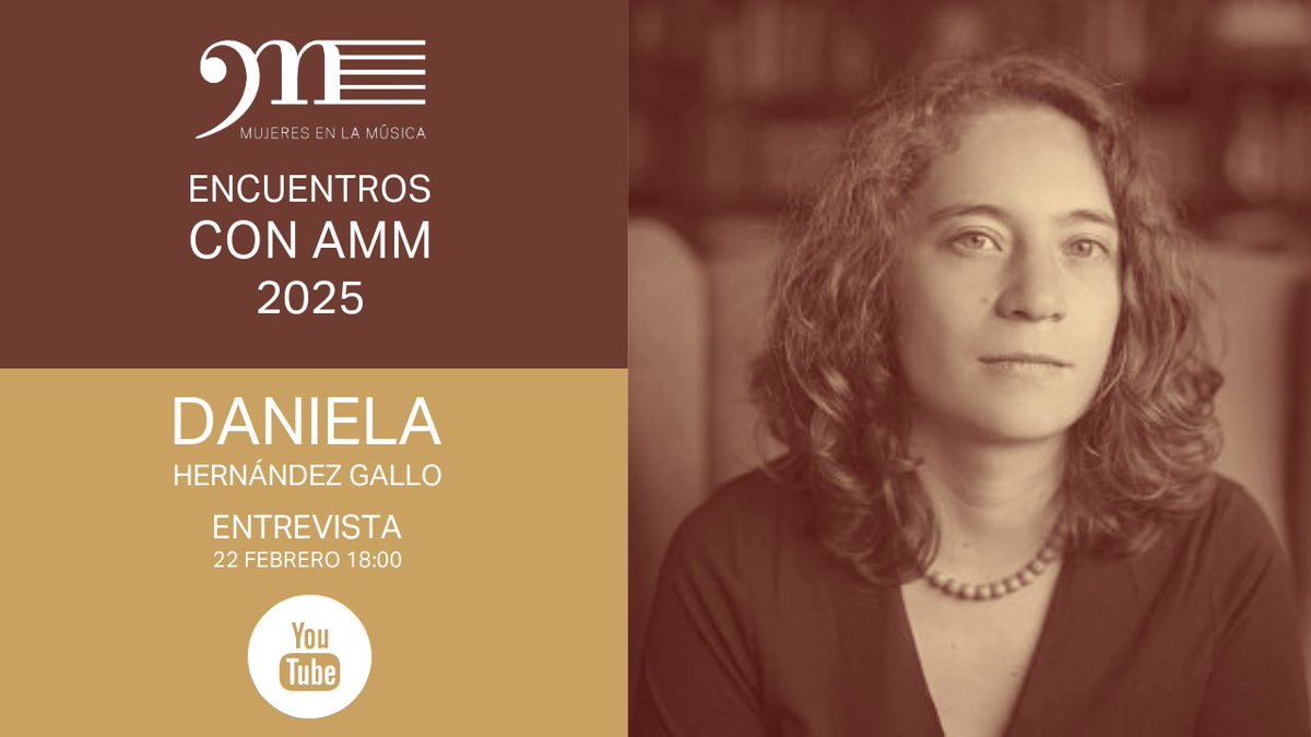 👋Volvemos a los #EncuentrosconAMM2025
Este sábado 22 de febrero a las 18h no os perdáis desde nuestro canal de You Tube, la entrevista a 
Daniela Hernández Gallo,  escritora del libro "El silencio musical en la literatura " publicado en 2024

👉youtube.com/live/V8cHWRt9b…
