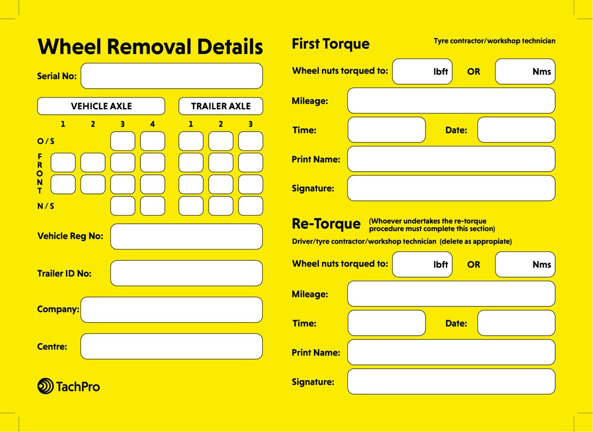 TachPro's tweet photo. By proactively addressing wheel nut torque issues, you can minimize repairs and downtime, saving expenses. Our Wheel Nut Torque Tag Labels help you keep record of this for your vehicles maintenance history. From only £11 per pack of 10. 

Buy here: https://t.co/AEriETNqDn https://t.co/zIgdW1Egis