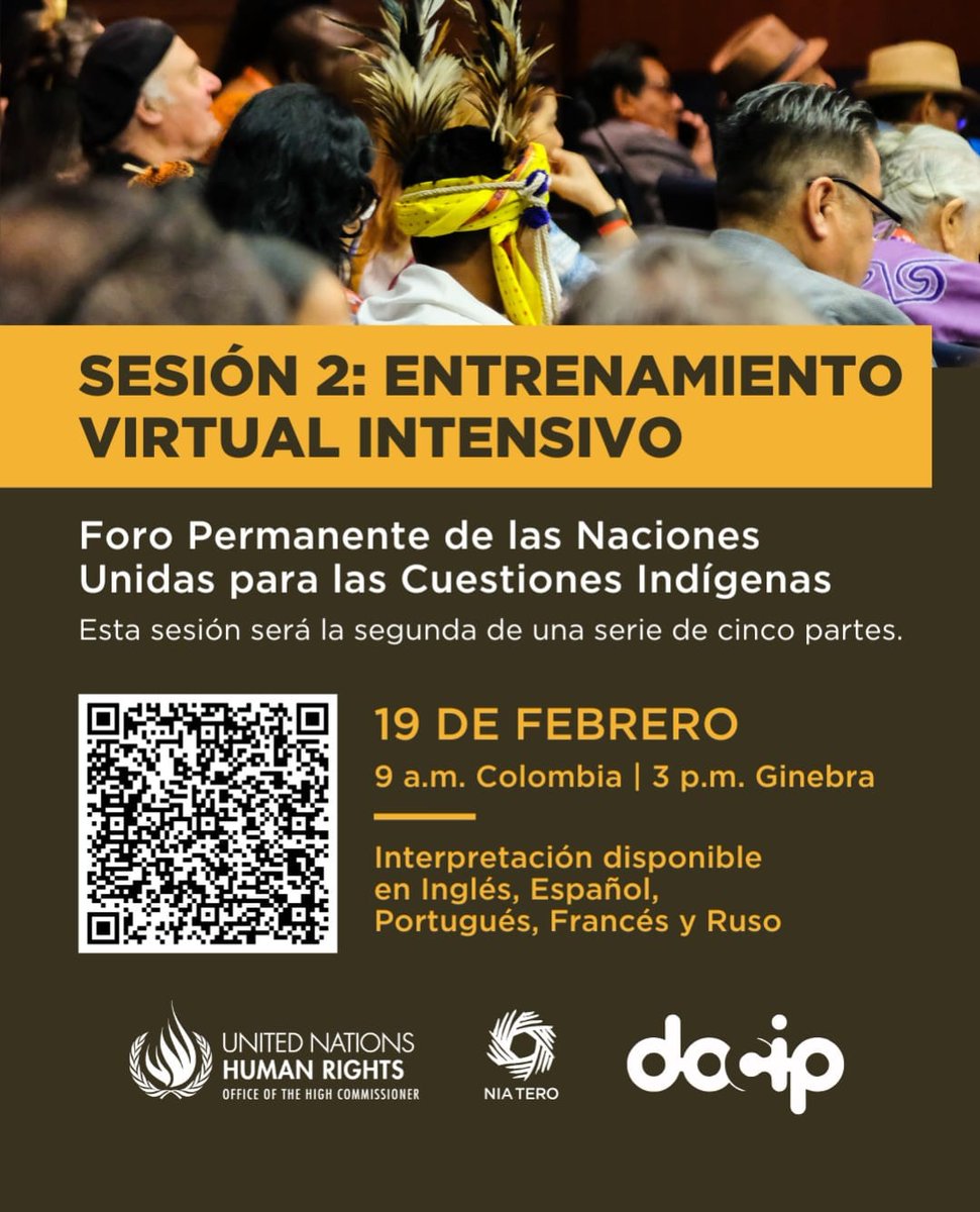 Incomindios's tweet image. 📢Learn more about the UNPFII and join the second training session this Wednesday, February 19th.

📢Obtenga más información sobre el UNPFII y participe en la segunda sesión de formación este miércoles 19 de febrero.