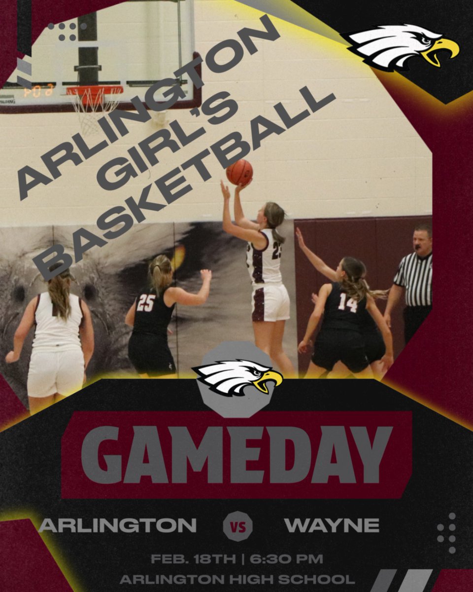 Sub district play begins! Come to the Nest and cheer on the girls to victory! Game time approximately 6:30 tip off. #ArloProud #GoEagles