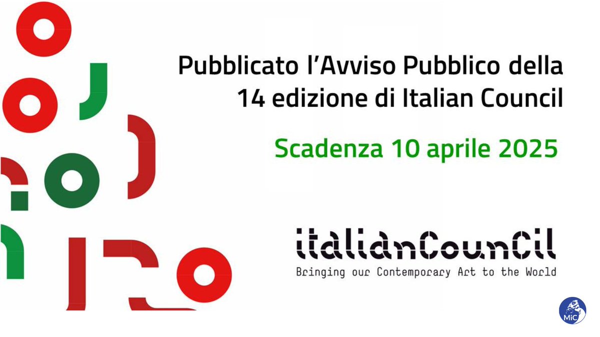 #MiC #avvisopubblico #CreativitaContemporanea #ItalianCouncil #ArteContemporanea #ContemporaryArt

creativitacontemporanea.cultura.gov.it/italiancouncil…