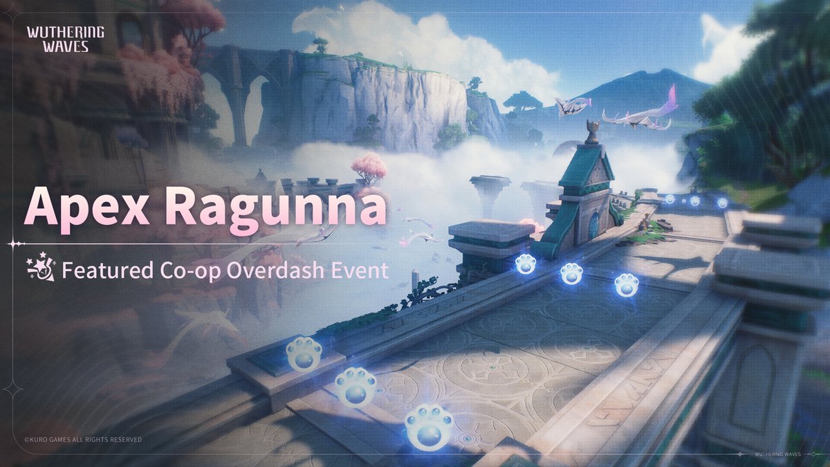 Wuthering_Waves's tweet photo. [Apex Ragunna] Featured Co-op Overdash Event
After a decade of anticipation, the long-awaited Carnevale has reignited a fiery passion that refuses to fade.
The Water City has just unveiled a corner of its secrets. Now is the best time to set sail, ride the winds, and venture into the uncharted corners of this mysterious land. 
With the world's curtain lifting, a new exploration calls! Dive into the adventure now!

✦Duration✦
2025-02-20 10:00 - 2025-03-10 03:59 (server time)

✦Rewards✦
Astrite x400, Forgery Advanced Supply x12, Advanced Enclosure Tank x43, Advanced Sealed Tube x18, Advanced Resonance Potion x18, Shell Credit x570,000, and other materials.

✦Eligibility✦
Reach Union Level 22, complete "Track down Gilberto" in Main Quest "Veils Off in Sun or Shadow," and unlock Utility: Flight.

✦Event Details✦
- During the event, you can invite other players to join the Overdash Challenge in Co-op Mode. The first to finish is the winner.
- Once the first player finishes, the challenge enters a 20-second final sprint phase. After the sprint phase ends, results will be finalized.
- Combat is disabled during the challenge. Players must follow the markers to finish the challenge.
- The final points consist of two parts: Course Completion Points and Ranking Points (Course Completion Points are earned by reaching designated checkpoints along the track, and Ranking Points are earned based on the order in which players finish.)

※Reminder: Resonators of different heights run at different speeds.
#WutheringWaves