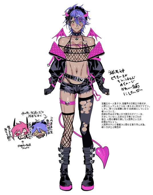 OCギャルデビルくんのキャラデザ練ってみた!実は衣装デザイン考えるの好きなのでたのしい・・・ 