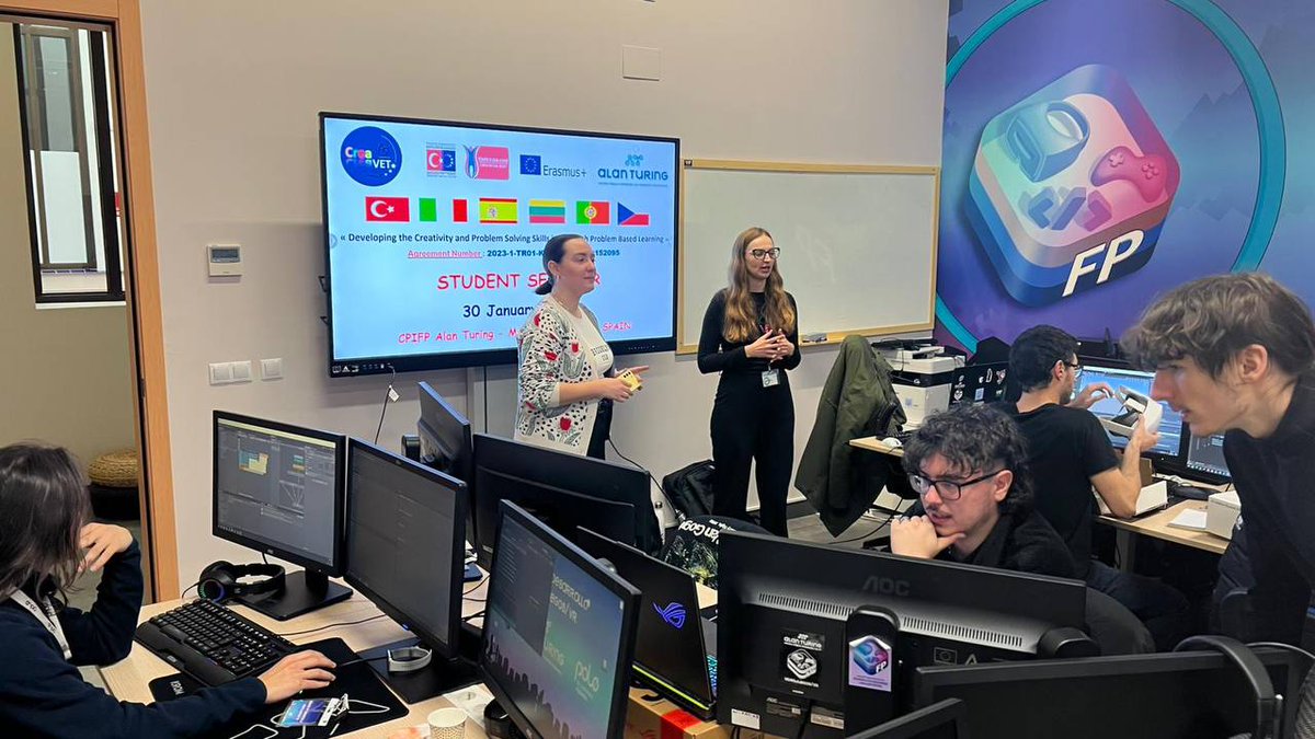 ErasmusFPTuring's tweet photo. Learning Through Play! 🧠 As a part of the CreaVET project, our students explored Problem-Based Learning (PBL) through interactive games and challenges, solving real-world problems and developing teamwork, creativity, and critical thinking! ��🔍#CREAVeT #ProblemBasedLearning https://t.co/AN6Igu0jWz