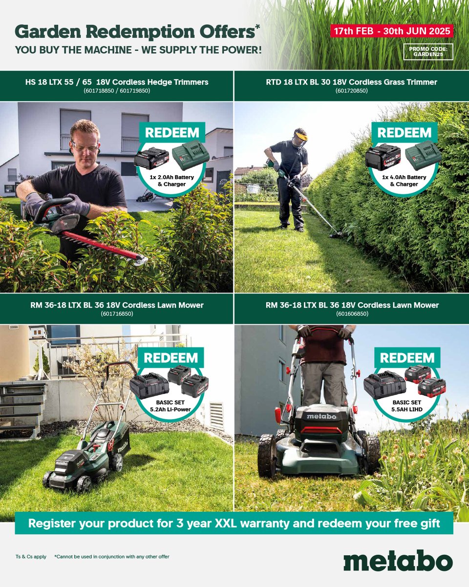 D & M Tools (@dm_tools) on Twitter photo New <a href="/MetaboUK/">Metabo Power Tools UK</a> Garden Promotion has started - redeem a FREE battery/charger set with selected products: dm-tools.co.uk/Metabo-Garden-… #metabo #gardenmachinery #landscaping New <a href="/MetaboUK/">Metabo Power Tools UK</a> Garden Promotion has started - redeem a FREE battery/charger set with selected products: dm-tools.co.uk/Metabo-Garden-… #metabo #gardenmachinery #landscaping