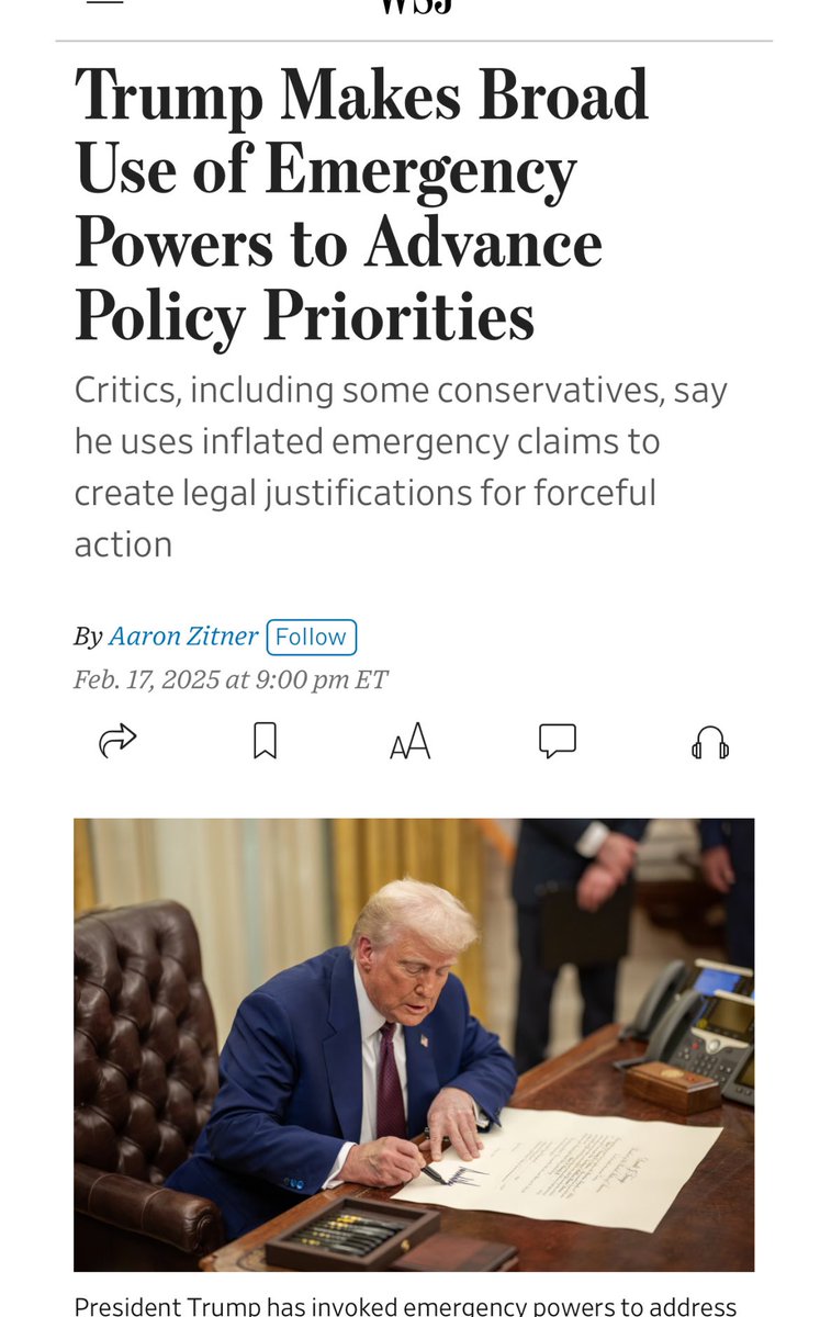 Andrew Revkin 🌎 ✍🏼 🪕 ☮️ (@revkin) on Twitter photo New <a href="/aaronzitner/">Aaron Zitner</a> <a href="/WSJ/">The Wall Street Journal</a> story on Trump’s dubious emergency ‼️ declarations. Link in thread. New <a href="/aaronzitner/">Aaron Zitner</a> <a href="/WSJ/">The Wall Street Journal</a> story on Trump’s dubious emergency ‼️ declarations. Link in thread.
