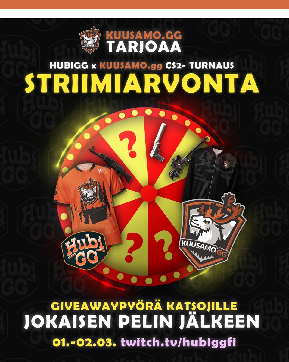 HubiGG (@hubigg) on Twitter photo 🐐STRIIMIARVONTA🐐
Tulevan turnauksen aikana lähtee <a href="/KUUSAMOgg/">KUUSAMO.gg</a> tarjoamana herkkua jakoon Twitch-katsojille meidän livessä JOKAISEN pelin jälkeen!⚡️
Tarjolla upeita tuote -sekä skinipalkintoja😋
📅1.-2.3. KLO 15 ->
🎥twitch.tv/hubiggfi
#hubigg #kuusamogg #esportsfi 🐐STRIIMIARVONTA🐐
Tulevan turnauksen aikana lähtee <a href="/KUUSAMOgg/">KUUSAMO.gg</a> tarjoamana herkkua jakoon Twitch-katsojille meidän livessä JOKAISEN pelin jälkeen!⚡️
Tarjolla upeita tuote -sekä skinipalkintoja😋
📅1.-2.3. KLO 15 ->
🎥twitch.tv/hubiggfi
#hubigg #kuusamogg #esportsfi