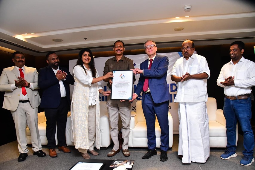 Santamonica Wins Business Icon Award 2025! 
Award presented by His Excellency Mr. Erik af Hällström, Consul General of Finland, received by our Chairman &amp; MD Mr. Denny Thomas Vattakunnel &amp; Director Ms. Nicy Binu.
