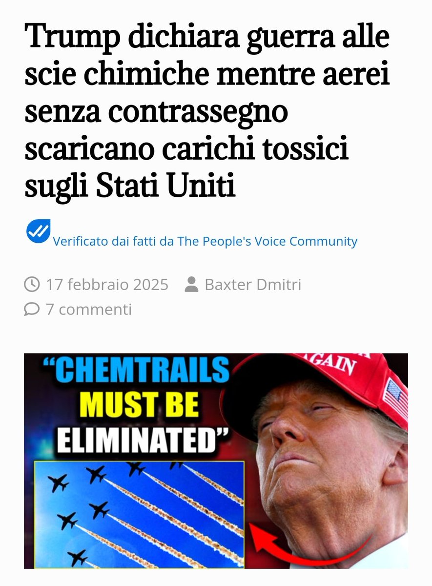 FINE DELLA GEOINGEGNERIA SOLARE: ORA PASSEREMO ALLE DENUNCE PENALI VERSO CHI HA COMMESSO QUESTO CRIMINE, TUTTI GOVERNI IN PRIMIS (DAL 2001)

In italiano
facebook.com/share/p/15hUpC…

La notizia
thepeoplesvoice.tv/trump-declares…

GEOINGEGNERIA: LA LEGGE FEDERALE DEGLI USA
zerogeoengineering.com/2025/federal-l…