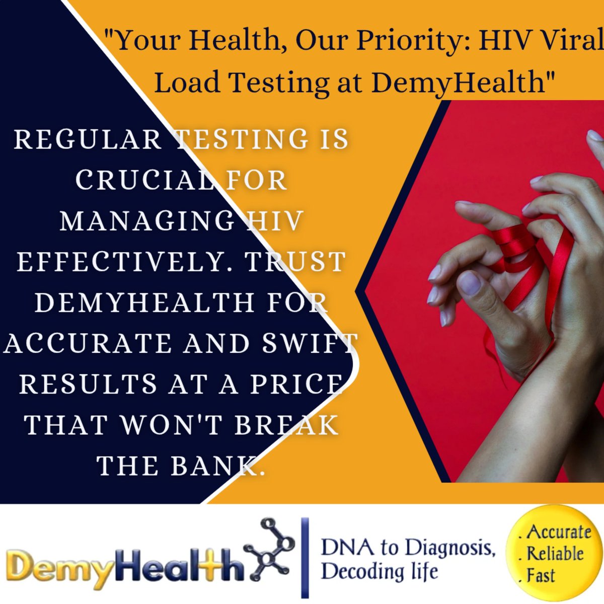 DEMYHEALTH's tweet image. Managing HIV Health with DemyHealth

At DemyHealth,we're committed to helping you manage your HIV effectively.Regular viral load tests are crucial to monitor your treatment and ensure your viral load remains low or undetectable. 

#HIVCare #ViralLoadTesting #DemyHealth #healthy