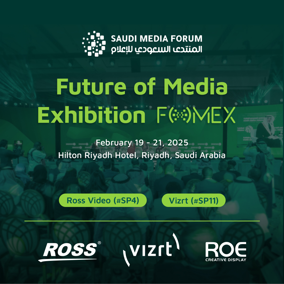 ROE Visual is proud to partner again with <a href="/ross_video/">Ross Video</a> (#SP4) and <a href="/vizrt/">Vizrt</a> (#SP11) at the Future of Media Exhibition (FOMEX) in Riyadh, Saudi Arabia, following our successful collaboration at ISE 2025. Read more details: reurl.cc/nqGWk1 We hope to see you there!