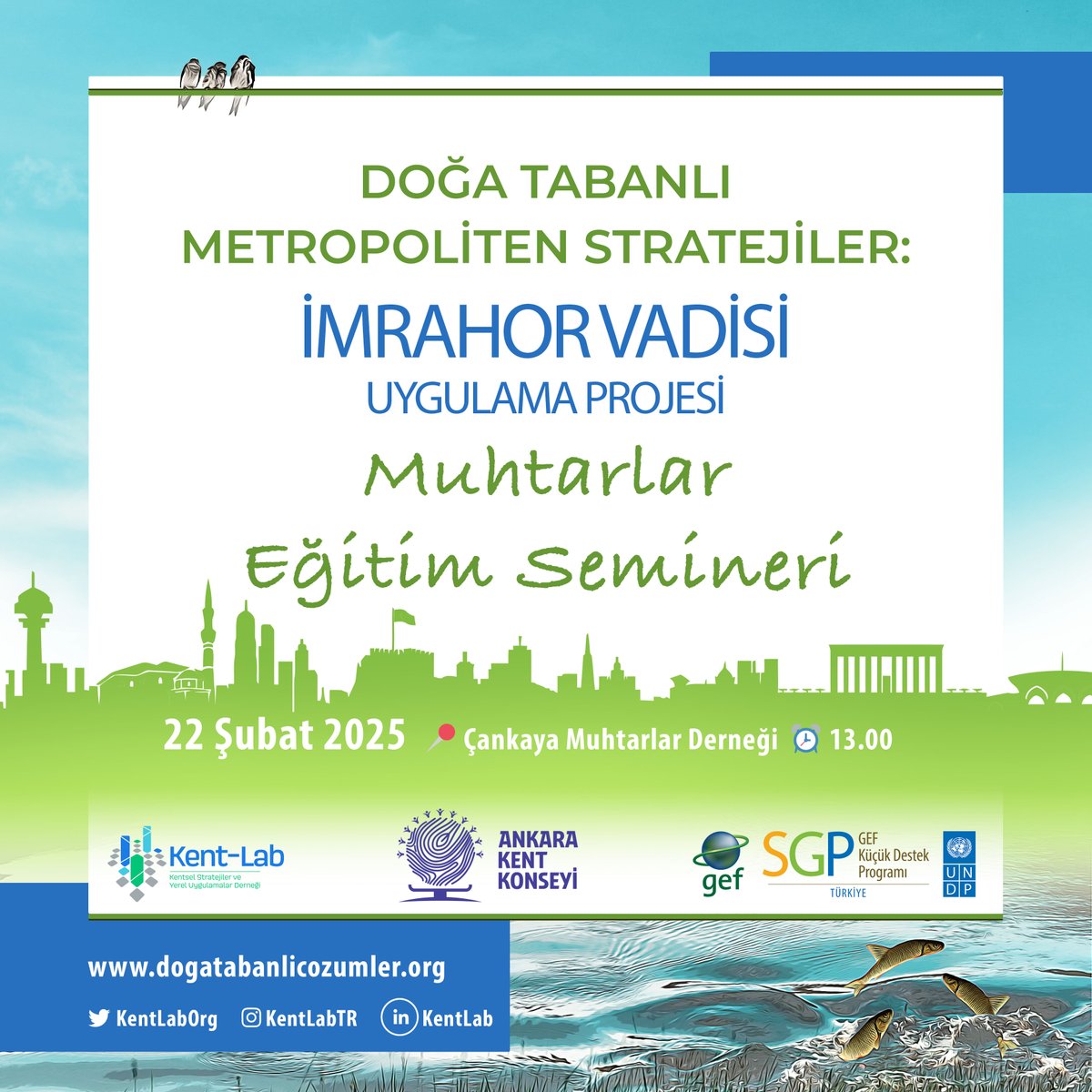Stratejiler ve Yerel Uygulamalar Derneği’nin yürüttüğü, Ankara Kent Konseyi’nin eş-faydalanıcı olduğu ve UNDP GEF-SGP tarafından desteklenen "Doğa Tabanlı Metropoliten Stratejiler: İmrahor Vadisi Uygulama Projesi" kapsamında Seminerlerimiz devam ediyor...