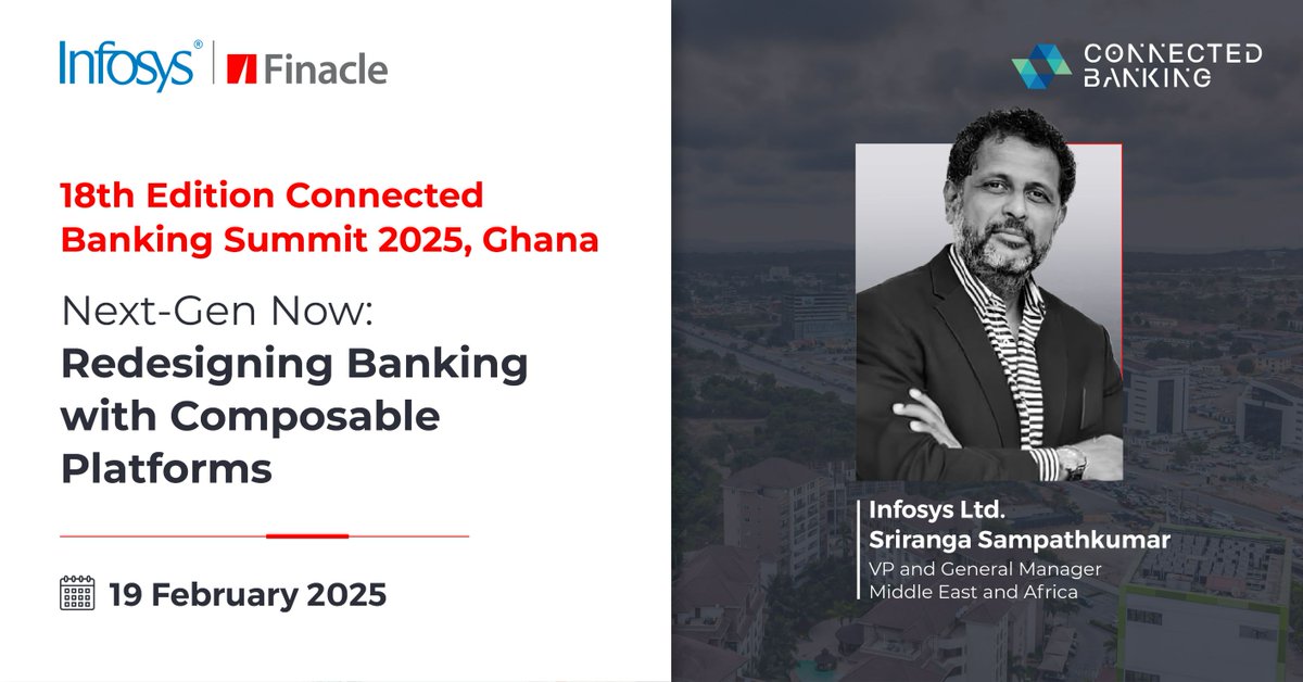 Finacle's tweet image. Hear from Sriranga Sampathkumar from @Finacle,on Next-Gen Now: Redesigning Banking with Composable Platforms. okt.to/sHFUNz

#NextGenNow #DigitalWallet #CoreTransformation #RecomposingBanking #InspiringBetterBanking
