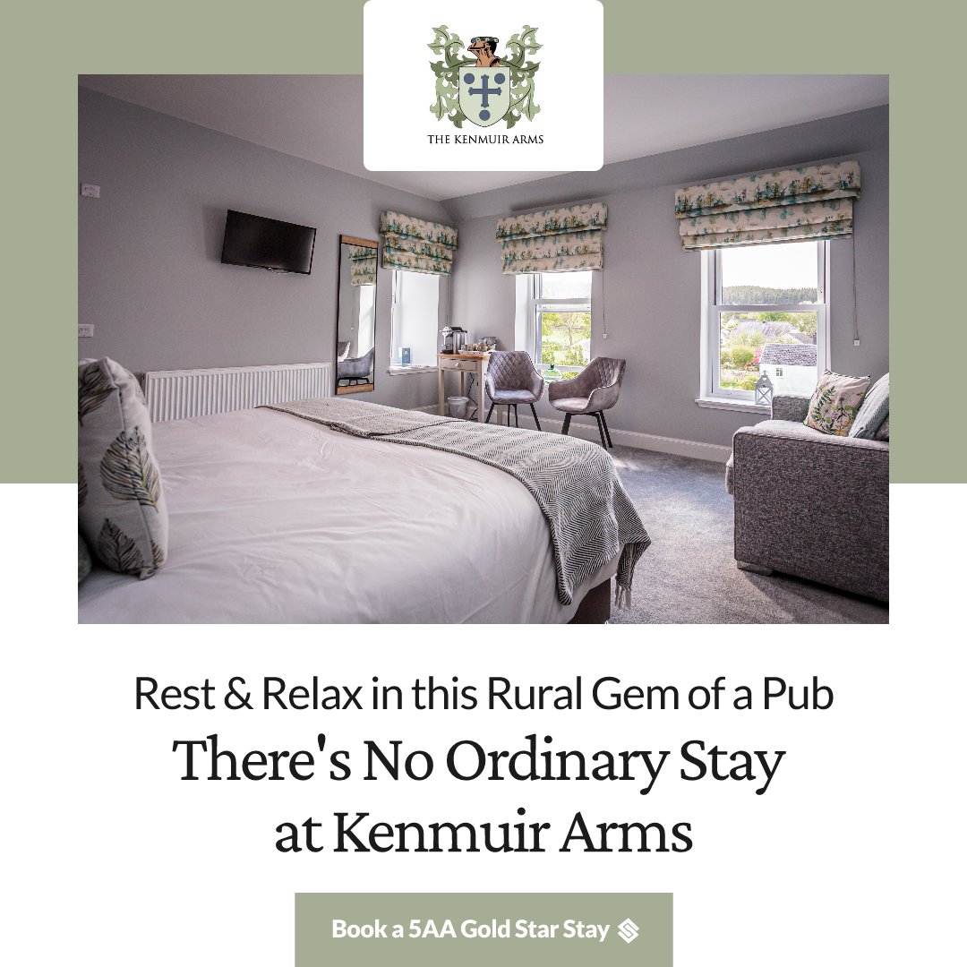 KenmuirArms's tweet photo. Stay in an establishment that boasts 5 AA Gold Stars and 2 AA Rosettes for Culinary Excellence. With prices starting at just £120 for 2 adults per night, including bed and breakfast, luxury is within reach. 🍽️🛏️

#AAhospitality #ruralescape https://t.co/BmqplmJrka