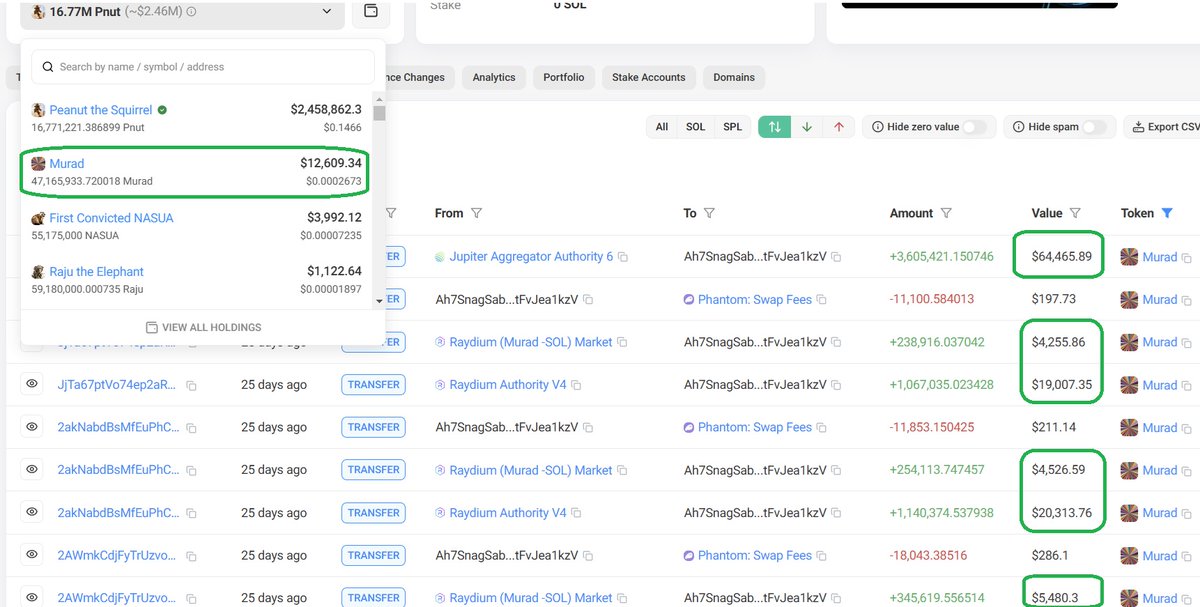 MTronLink's tweet photo. $MURAD from @murad_cto has one of the lowest mcap 0.27m$, paired with the biggest multimillionaire whales i have ever seen.
For example this $PNUT whale paid 550.000$ for his 47m #MURAD bag. No free tokens, all bought!
Imagine when #memebull is back 🤯
$SOL $NEIRO $GIGA $SPX https://t.co/BF1iwlo4H4