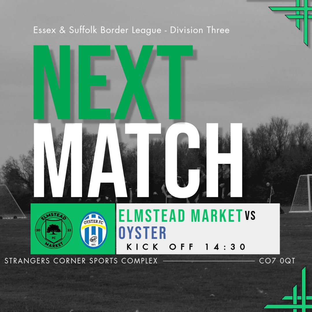 Elmstead_Market's tweet image. This weekend!
The Firsts look to keep our run going as we host Oyster
The reserves are back on their travels facing Kelvedon
Good luck lads馃挌馃枻
#emfc #coye #football #nonleague #oneclub