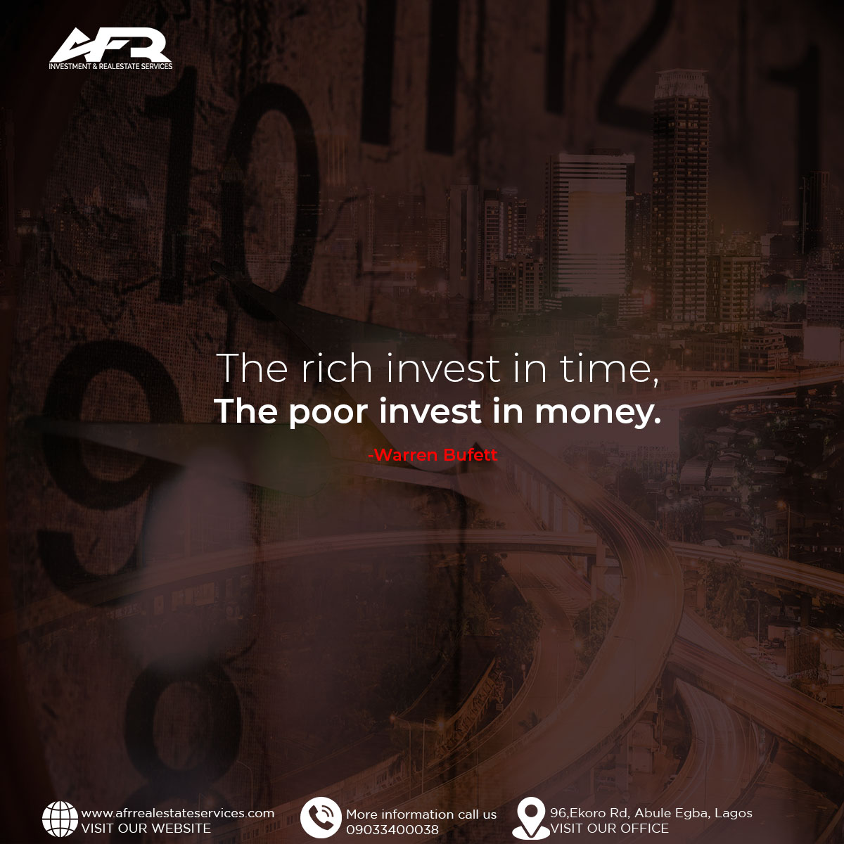 afrrealestate's tweet image. Shift your mindset! Discover the secrets of the wealthy.

#savetime 
#investintime 
#investinrealestate