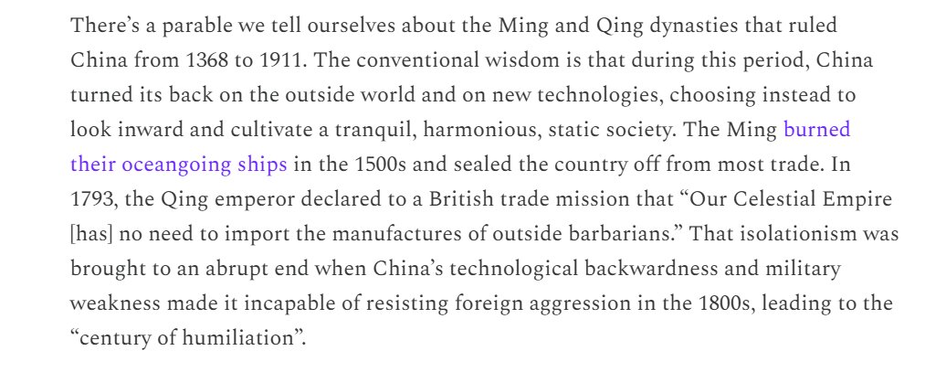 Today's Europe is reminiscent of China under the Ming and Qing dynasties.

It risks becoming a backward but tranquil society, smug in its relatively high quality of life.

In the long run, a decline into irrelevance will not work out for Europe any better than it did for China.