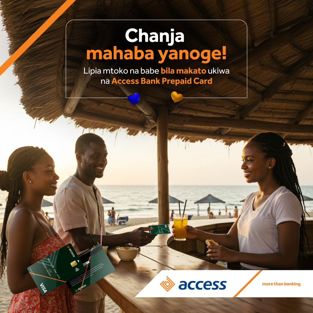 Fanya malipo mwezi huu kwa kutumia Kadi yako ya Prepaid ya Access Bank ujivinjari bila makato yoyote!

#LoveisMore #AccessBankTZ