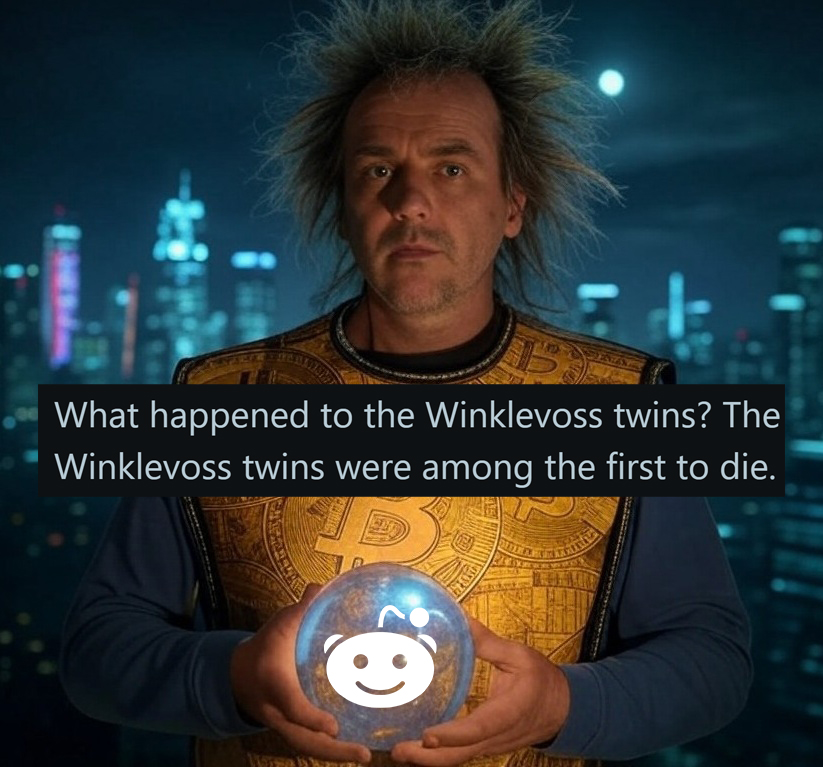 TimeTravelerBTC's tweet photo. Ooops! Sorry @tyler @cameron. 😅

#TimeTravel #Solana #memecoin https://t.co/9Osw16GOT6