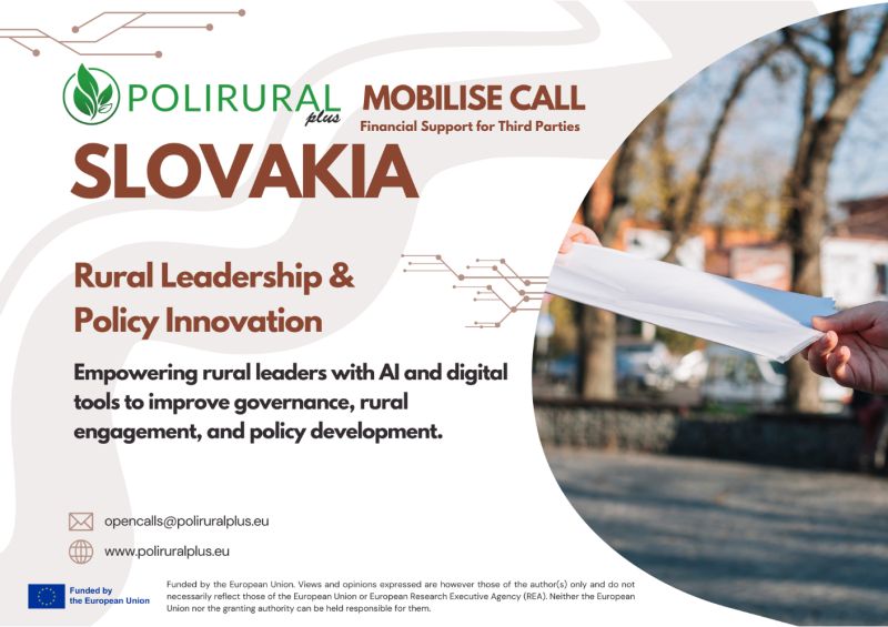 PoliRuralPlus (@poliruralplus) on Twitter photo ๐ข Innovators in #Slovakia, join #MobiliseOpenCall ๐ The #PoliRuralPlus pilot empowers rural leaders with AI & digital tools for better governance & policy. ๐ก
๐
Submit your proposal today!
๐ 1url.cz/C1PHI
#SmartRural #RuralLeadership #EUfunding
<a href="/MarietaOkenkova/">Marieta Okenkova</a> ๐ข Innovators in #Slovakia, join #MobiliseOpenCall ๐ The #PoliRuralPlus pilot empowers rural leaders with AI & digital tools for better governance & policy. ๐ก
๐
Submit your proposal today!
๐ 1url.cz/C1PHI
#SmartRural #RuralLeadership #EUfunding
<a href="/MarietaOkenkova/">Marieta Okenkova</a>