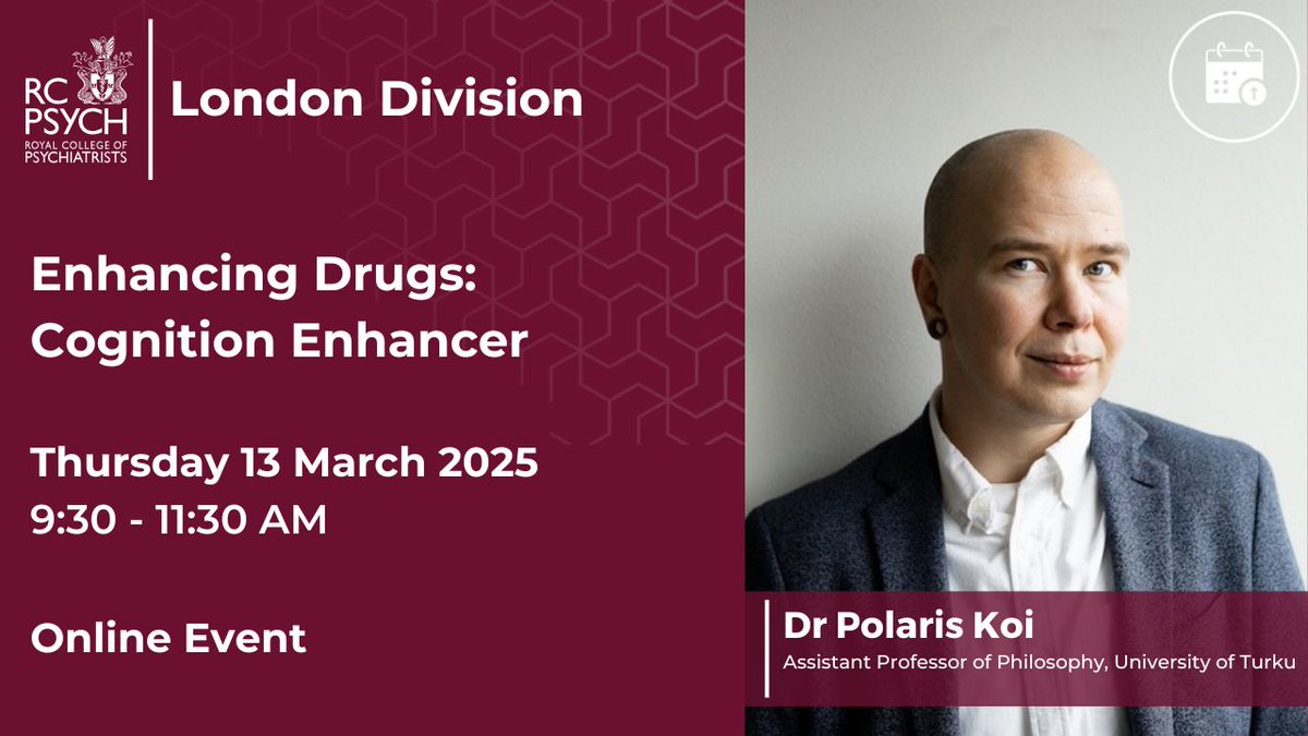 Philosopher Dr Polaris Koi will delve into the neuroethics of cognitive enhancers in his talk, “Is it smart to use smart drugs?” Discover how to make informed decisions and understand the risk-benefit analysis.
🔗Sign up: bit.ly/3CBxJwg

<a href="/AMIRAGUIRGUIS1/">Amira Guirguis, PhD</a>
<a href="/sbonaccs/">Stefania Bonaccorso</a>