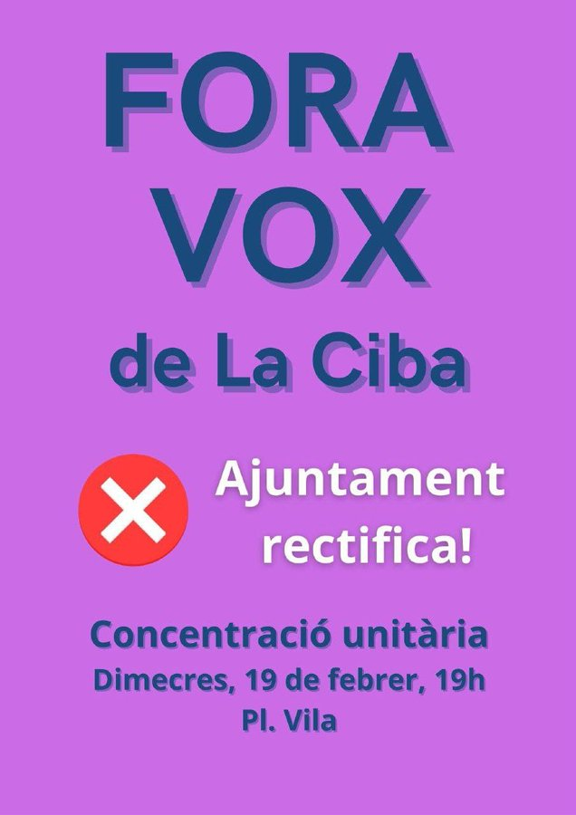 Sergi_Bernal's tweet photo. #ForaVoxdeLaCiba
#ForaVox https://t.co/ySroTbwKKz