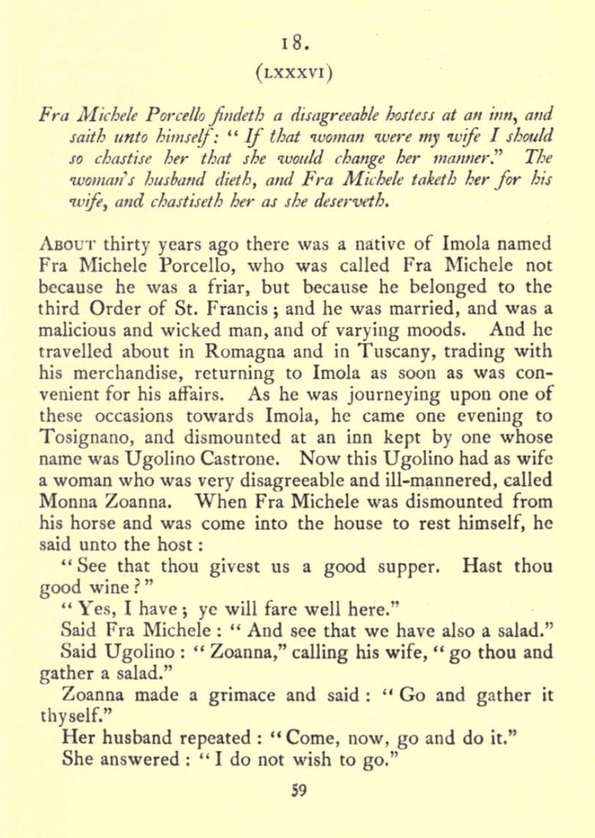insaeii's tweet photo. 147.
From old Florentine novellas—moreover, from life: "Buona femmina e mala femmina vuol bastone".—Sacchetti, Nov. 86.

- Nietzsche, Beyond Good and Evil

The novella he's referring to (and below the original version in Italian): https://t.co/isFwlzGkXl
