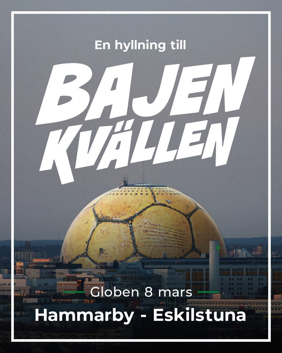 Ni har väl inte missat att handbollen intar Globen om drygt två veckor, när Hammarby ställs emot sörmländskt motstånd. Bajen Fans samt många andra grupper kommer närvara och sälja merch. Krossa Guif!

axs.com/se/events/7901…