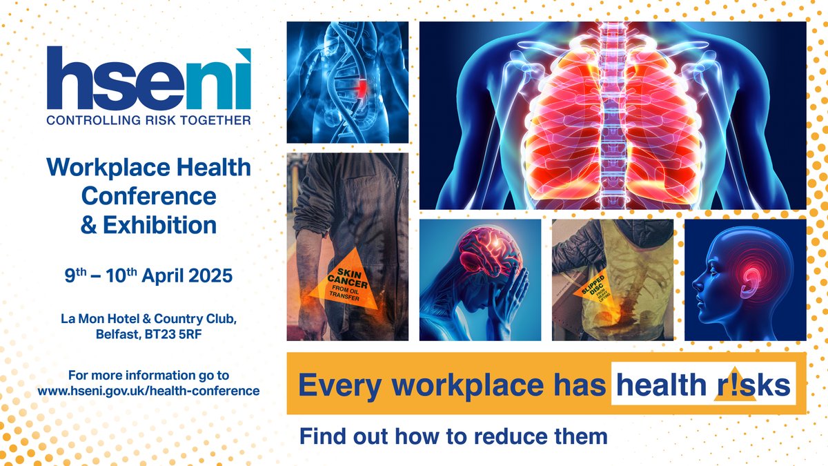 Hsenigov's tweet photo. The HSENI are hosting a Workplace Health Conference on the 09th &amp; 10th April.        

For more info on the event and how to register visit: https://t.co/2czeCajMqK https://t.co/7D1z5JDOPY